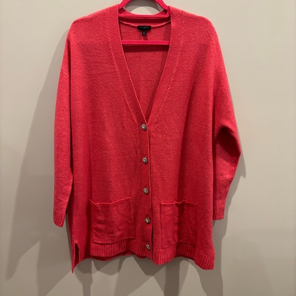 Talbots Jewel Button Cardigan Pink